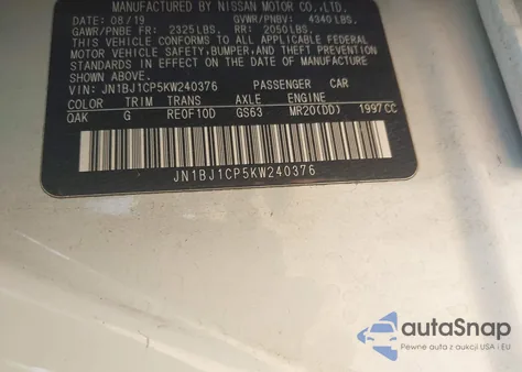 2019 Nissan Rogue Sport S z USA, uszkodzony, nr VIN JN1BJ1CP5KW240376